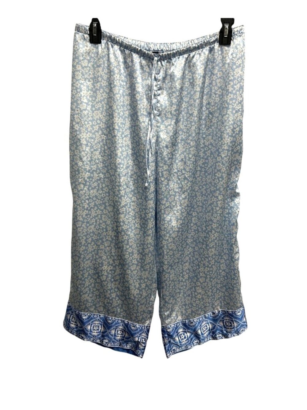 George Womens Floral Blue Pajama Pants Drawstring Hem Calmcore Muted Palette